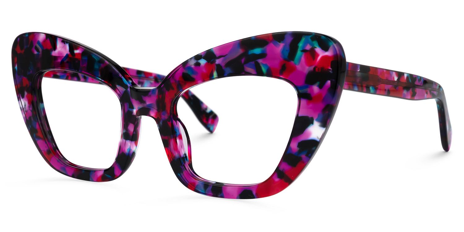 Zuzanna - Cat Eye Purple/Floral Eyeglasses | Vooglam Front View
