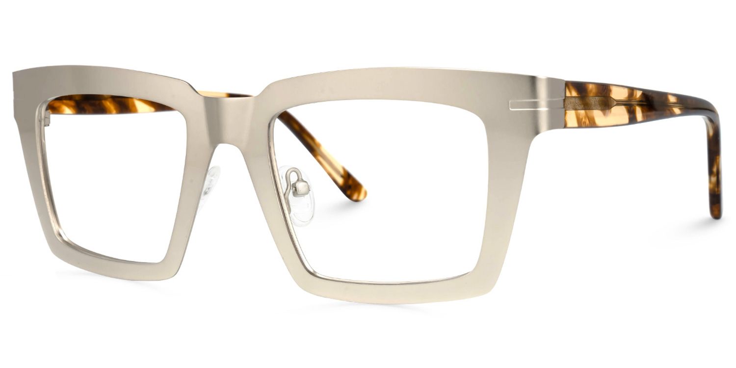 Arnal - Rectangle Silver Eyeglasses | Vooglam Front View