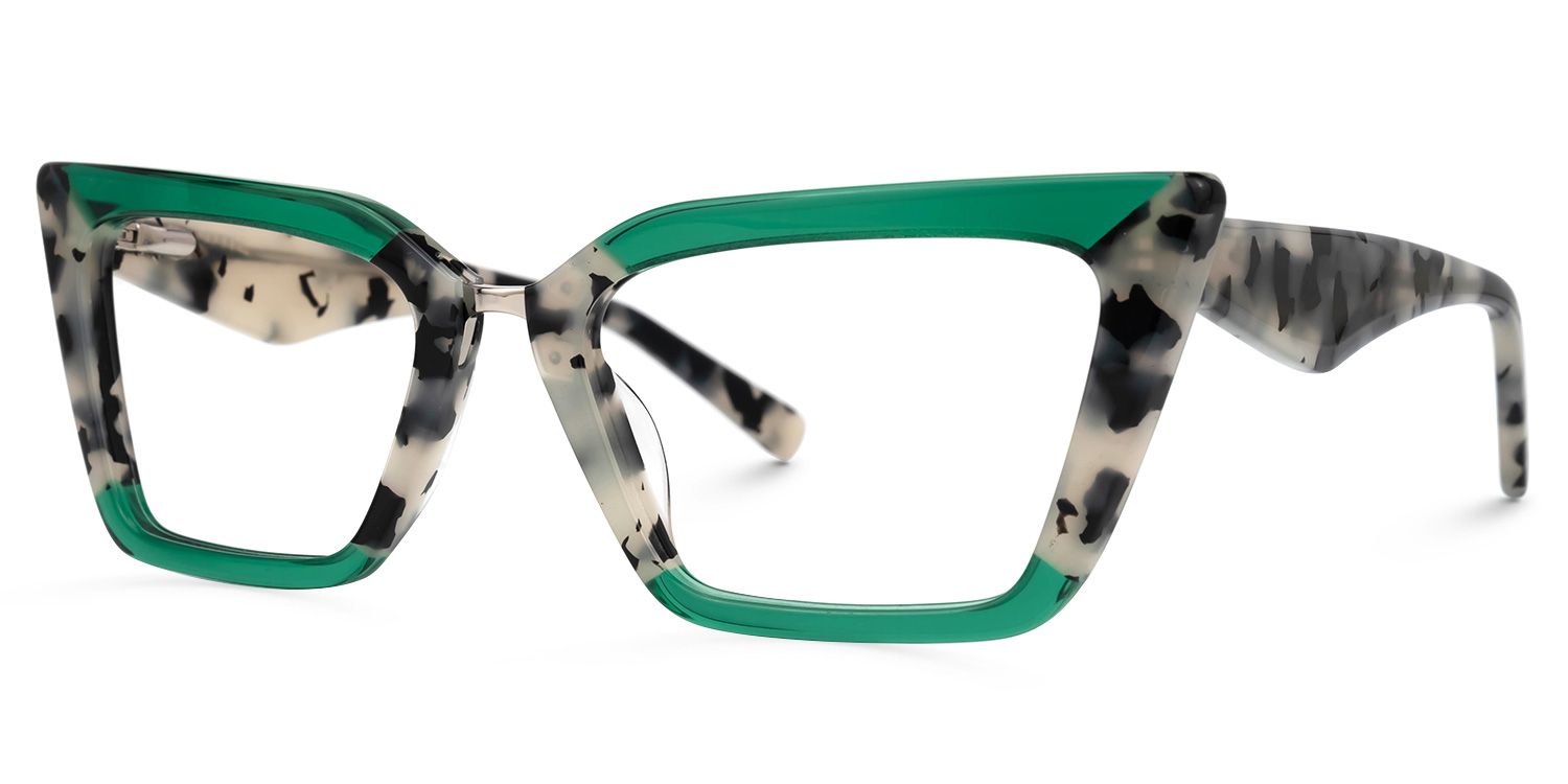 Petrie - Rectangle Green/Tortoise Two-tone Eyeglasses | Vooglam Front View