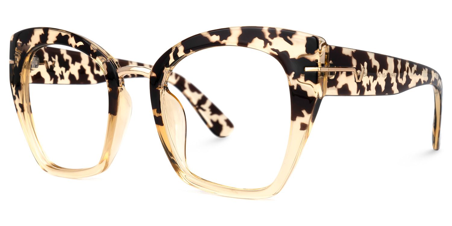 Paulina - Square Light Tortoise Eyeglasses │ Vooglam Front View