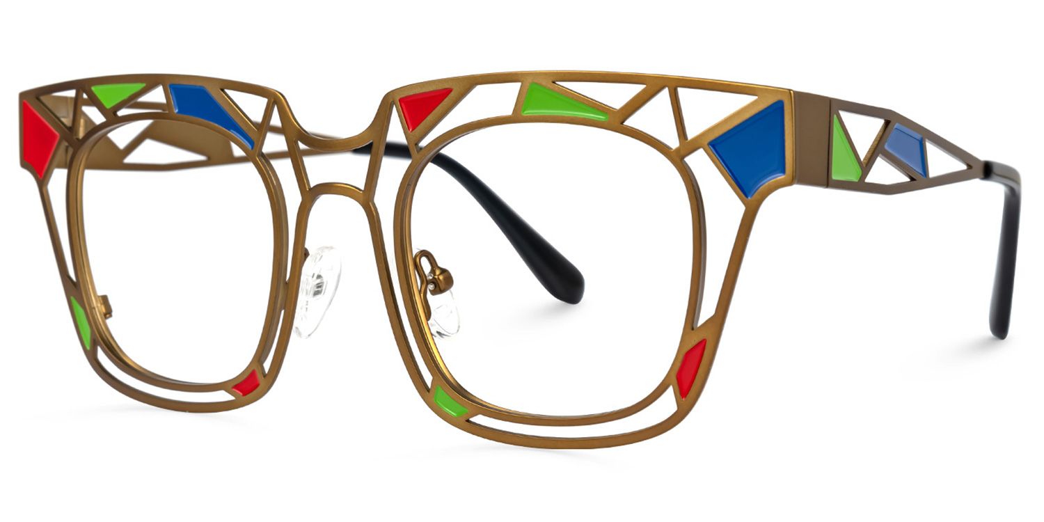 Mondrian - Square Gold Eyeglasses | Vooglam Front View