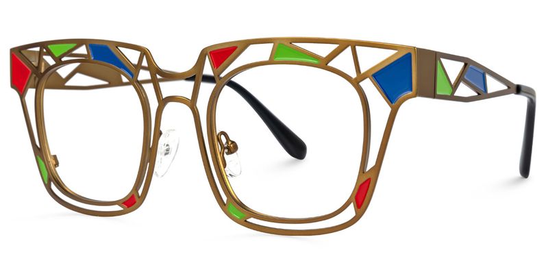 Mondrian - Square Gold Eyeglasses - 2