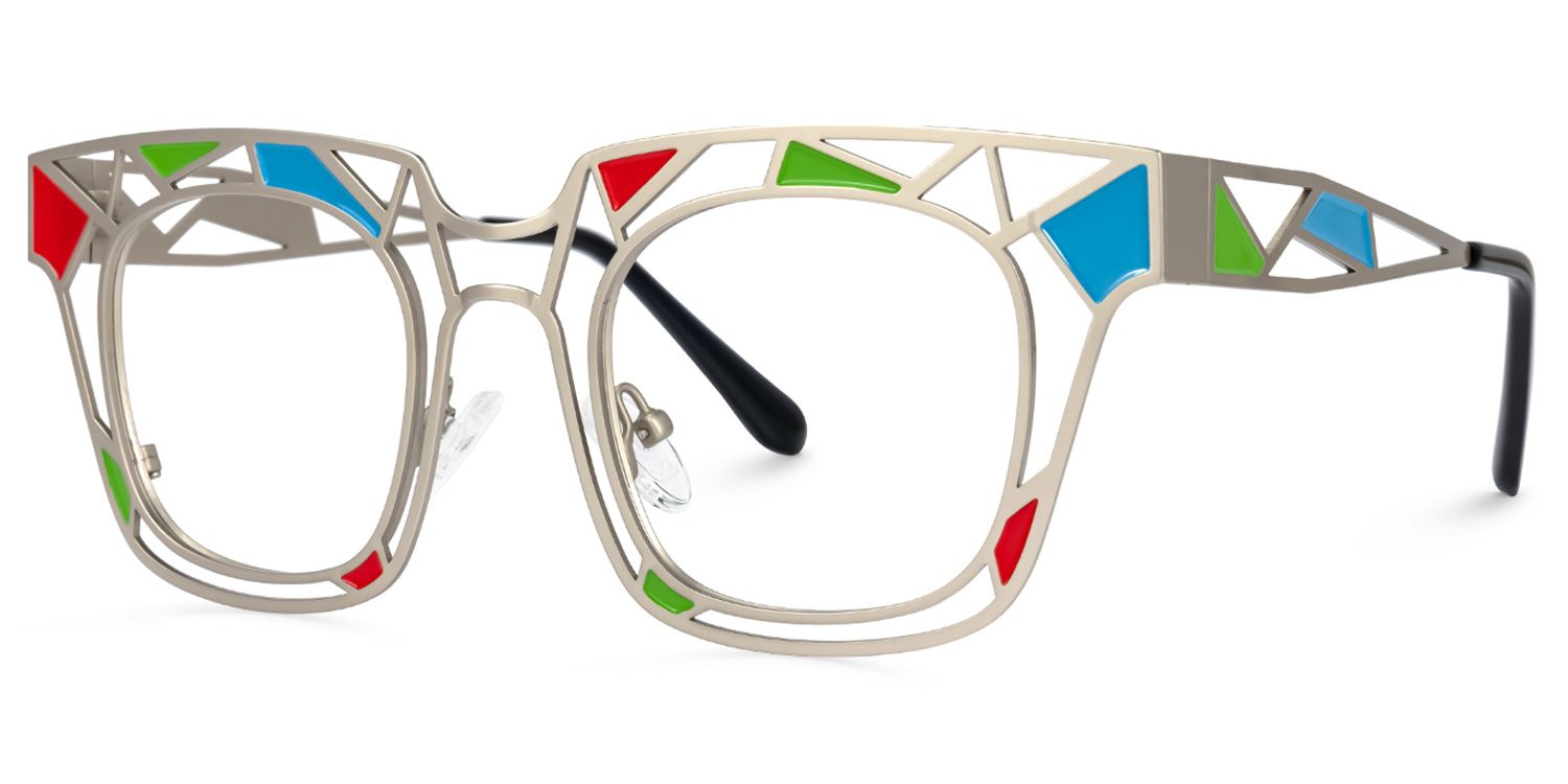 Mondrian - Square Silver Eyeglasses | Vooglam Front View