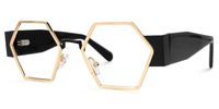 Lizzy - Geometric Gold Eyeglasses | Vooglam Front View