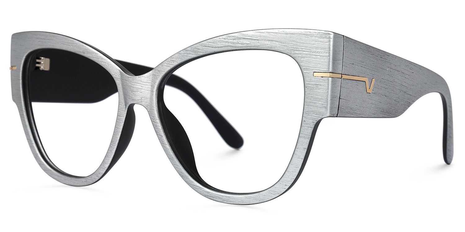 Elektra - Cat Eye Gray Eyeglasses | Vooglam Front View