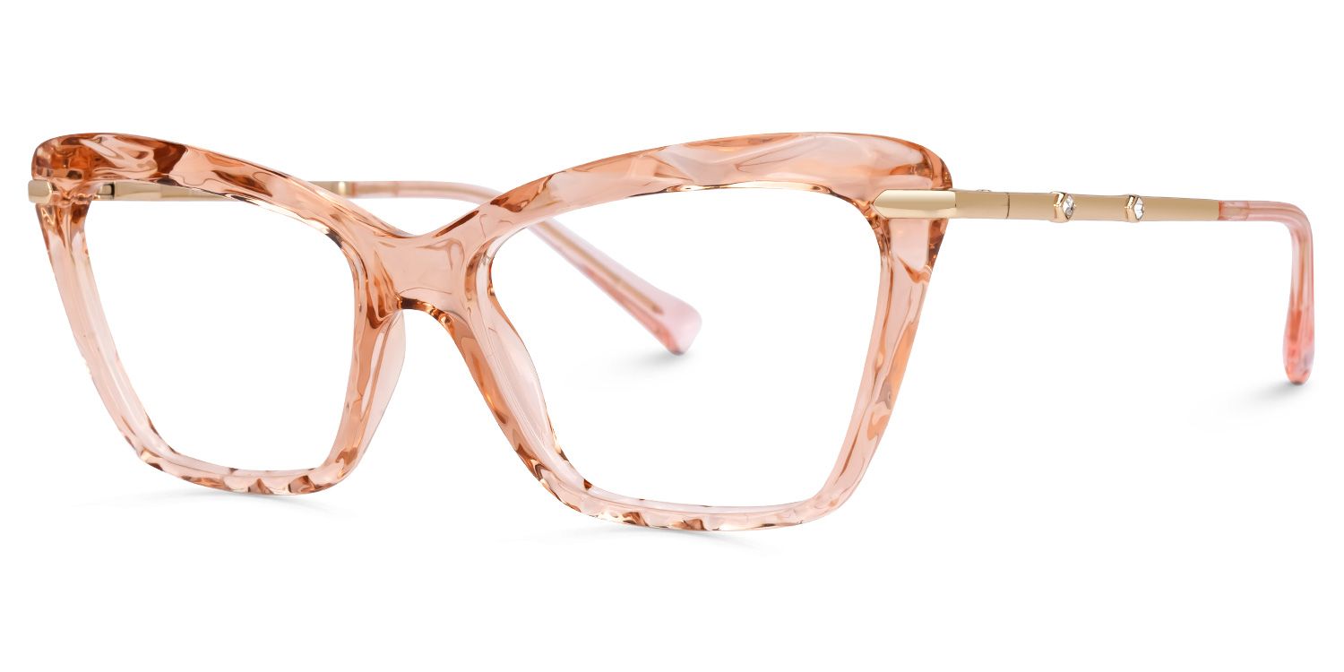 Rectangle Champagne Eyeglasses | Vooglam.com Front View