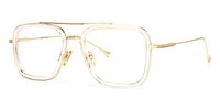 Alvira - Aviator Crystal/Gold Eyeglasses | Vooglam Front View