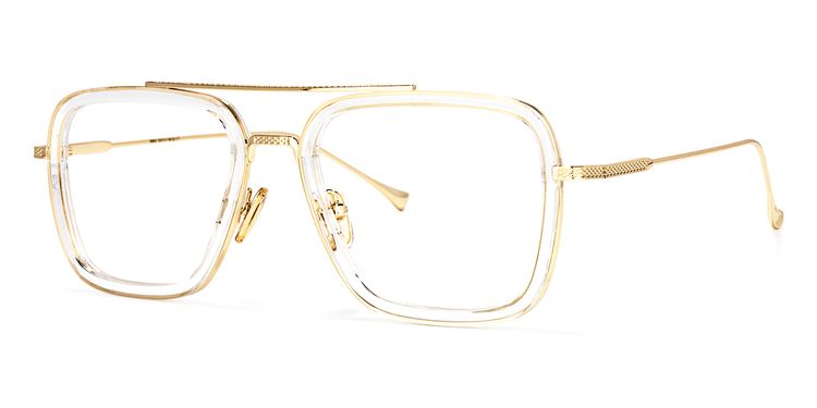 Alvira - Aviator Crystal/Gold Eyeglasses | Vooglam