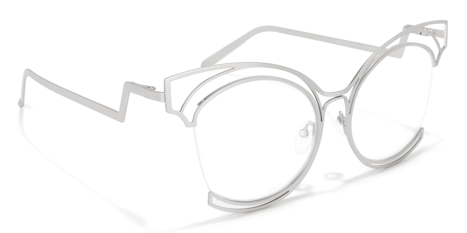Maggie - Cat Eye Silver Eyeglasses - 5