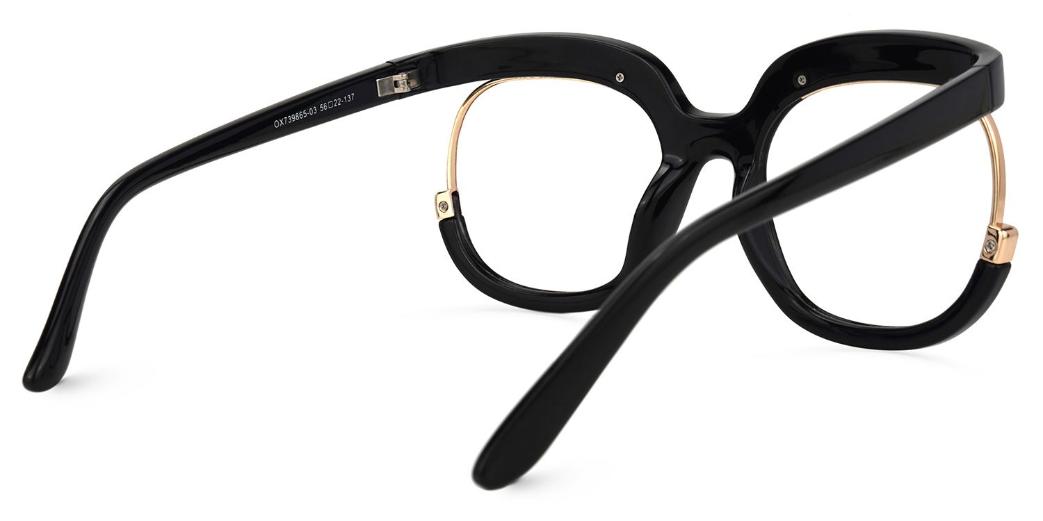 Fredia - Square Black Eyeglasses | Vooglam Side View