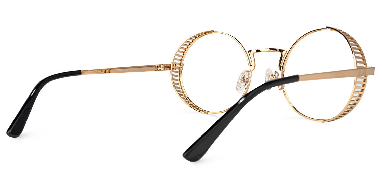 Rojas - Round Gold Eyeglasses | Vooglam Side View