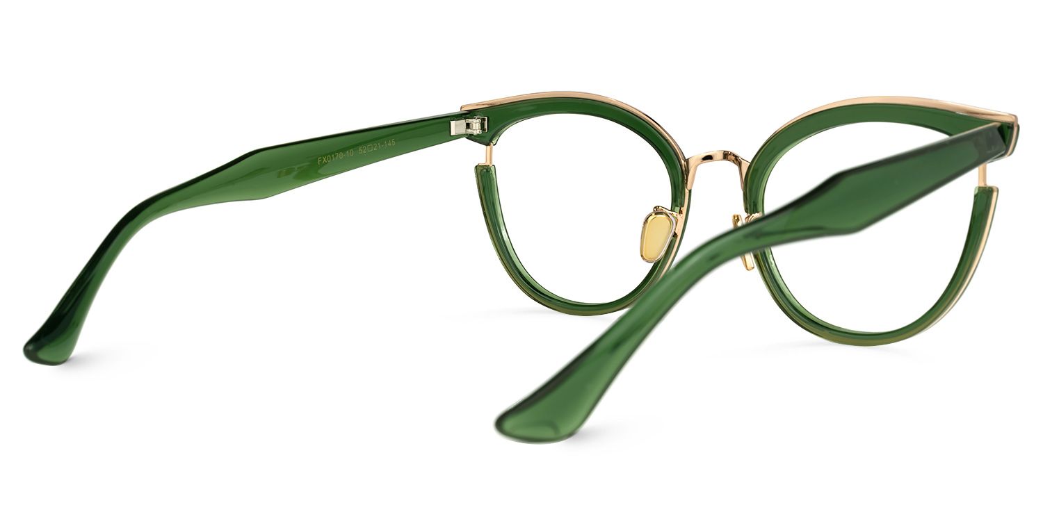Retro -  Round Dark/Green Eyeglasses - 3
