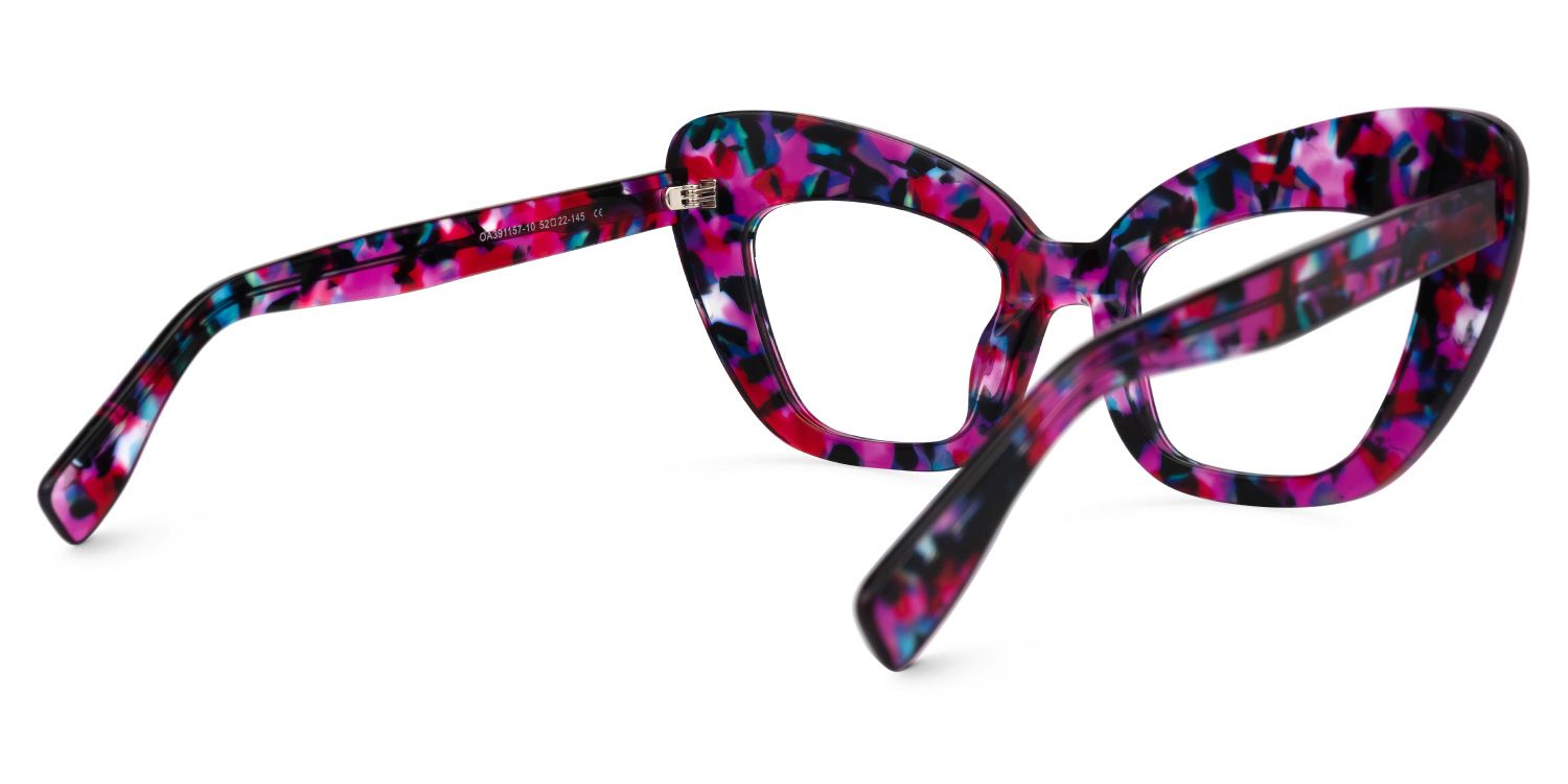 Zuzanna - Cat Eye Purple/Floral Eyeglasses | Vooglam Side View