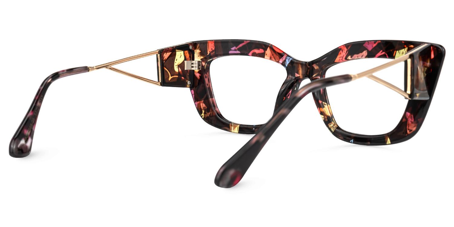 Walburga - Rectangle Floral Eyeglasses | Vooglam Side View