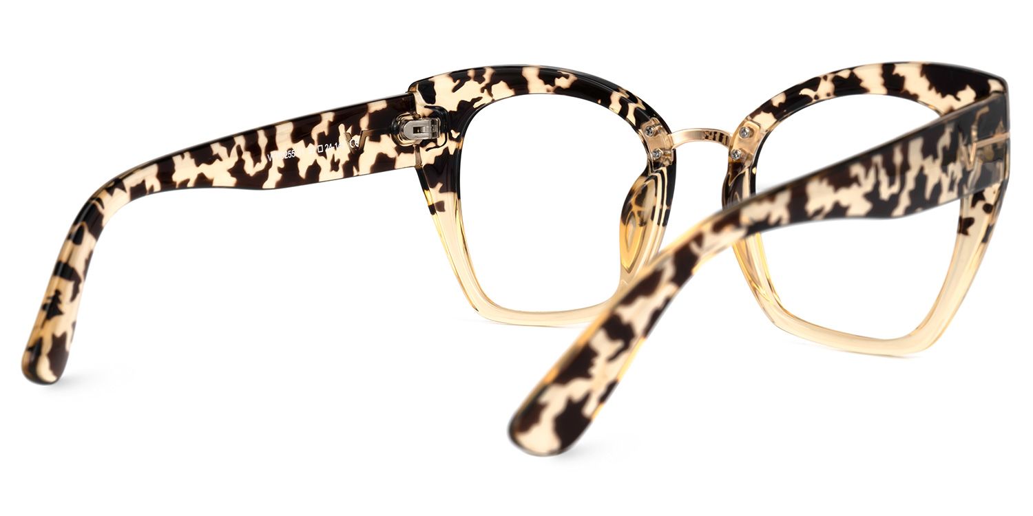 Paulina - Square Light Tortoise Eyeglasses │ Vooglam Side View