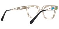 Mondrian - Square Silver Eyeglasses | Vooglam Side View