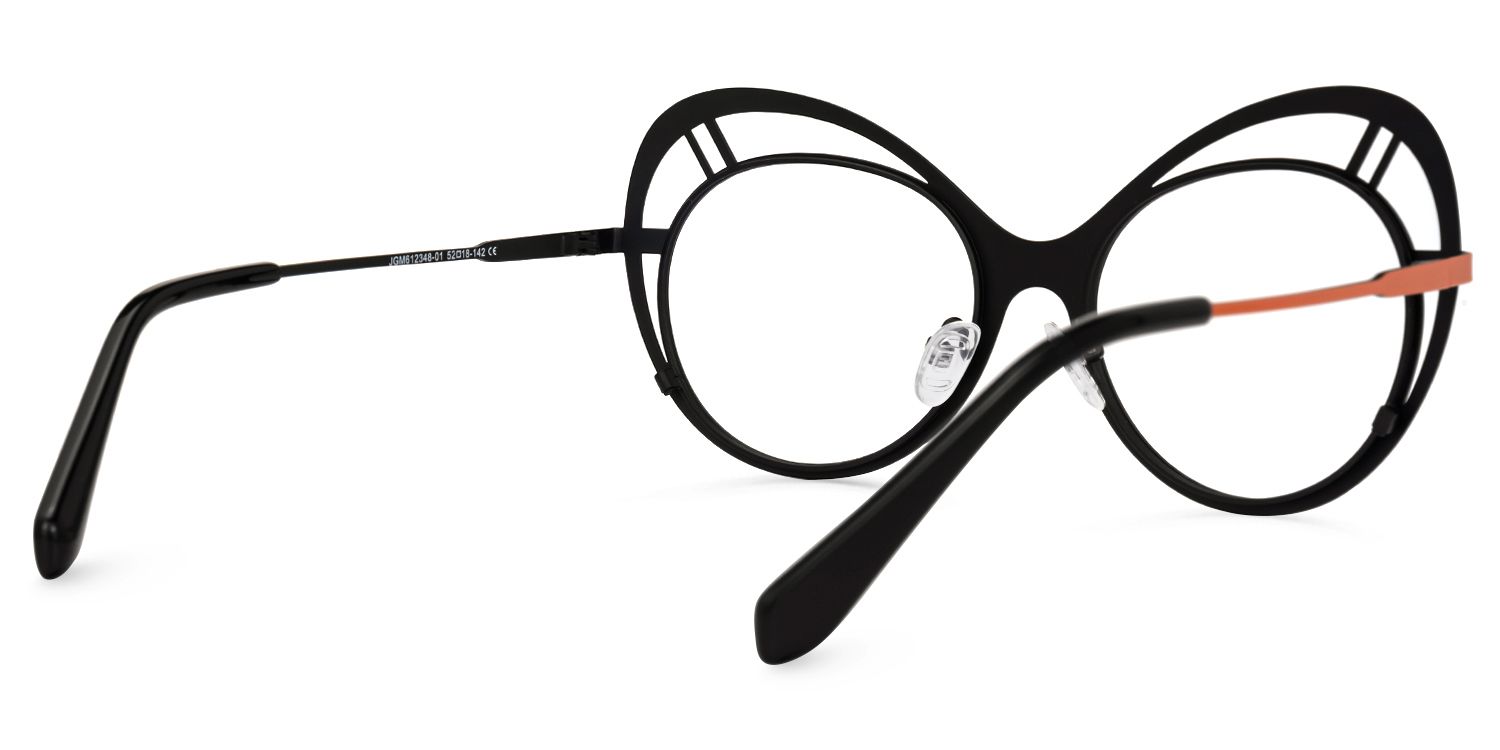 Abiyram - Cat Eye Black/Orange Eyeglasses by Vooglam - Side View