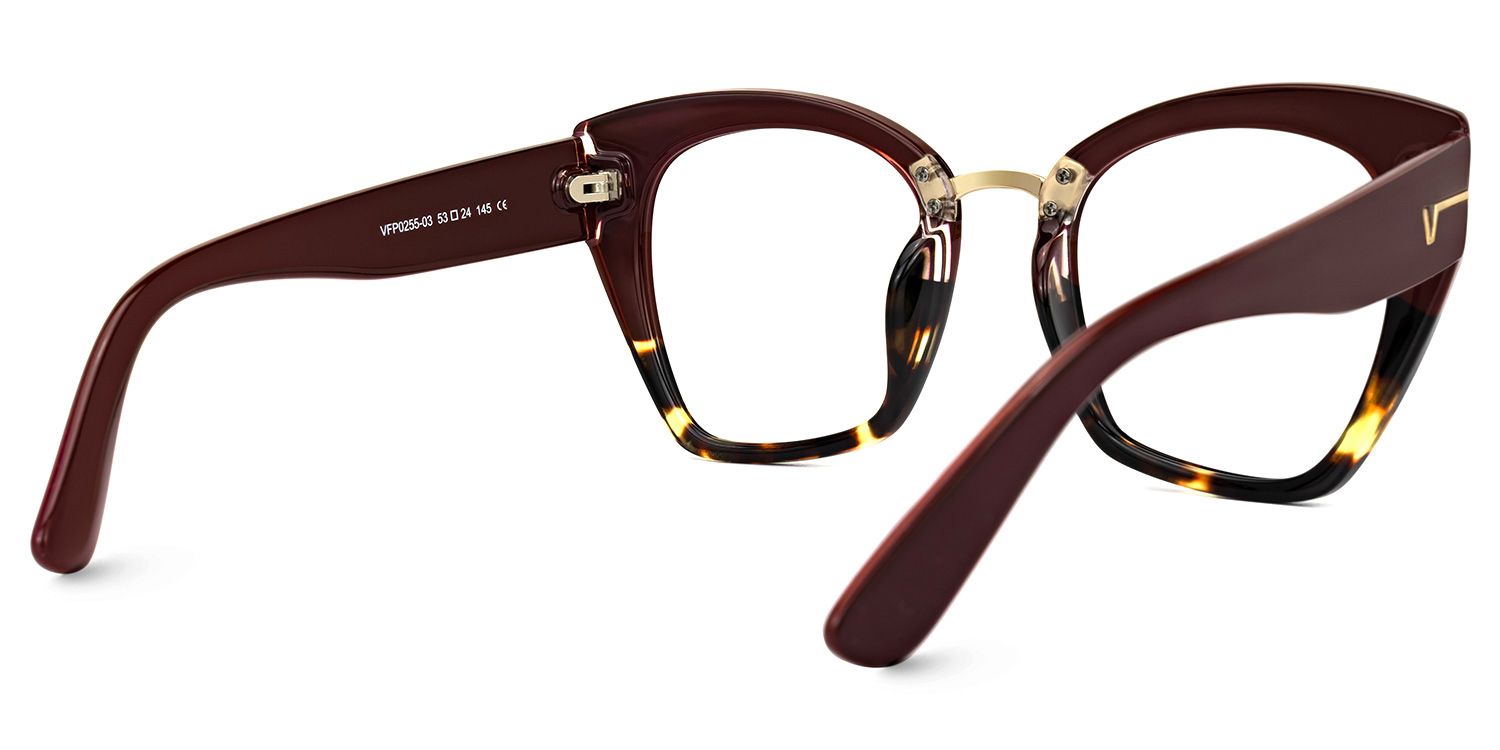 Paulina - Square Wine/Red Eyeglasses │Vooglam Side View