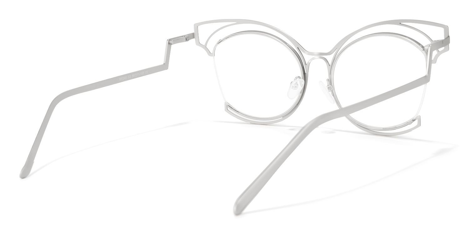Maggie - Cat Eye Silver Eyeglasses - 3