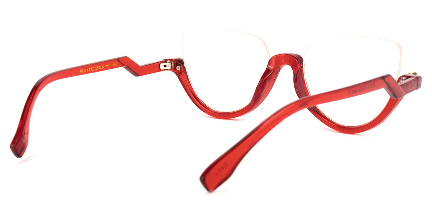 Sylvia - Cat Eye Red Eyeglasses (Z-Shaped Arms) product detail 3