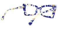 Sarah - Rectangle Blue Floral Eyeglasses | Vooglam Side View