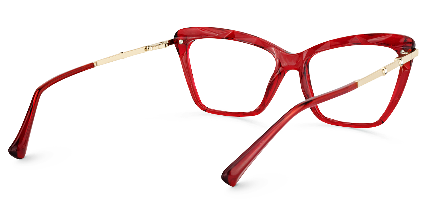 Annie - Rectangle Red Eyeglasses - 3