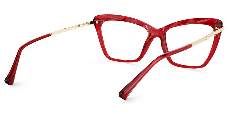 Annie - Rectangle Red Eyeglasses - 3