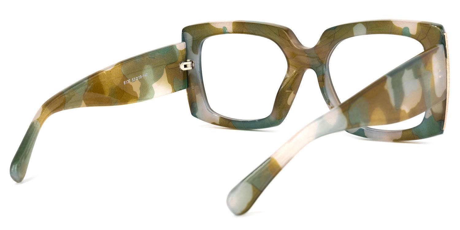 Borislav - Rectangle Olive Eyeglasses | Vooglam Side View