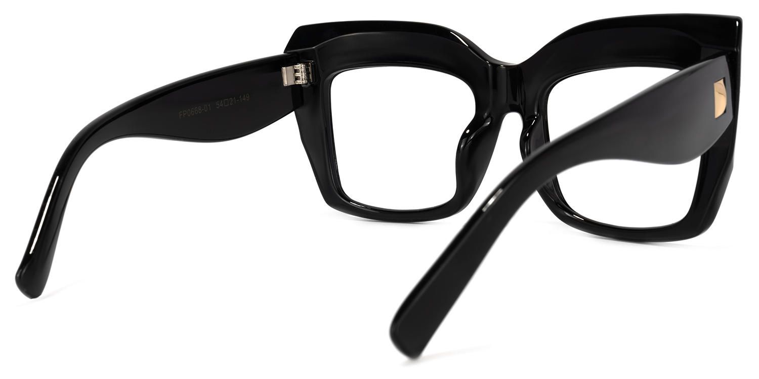 Cassandra - Square Black Eyeglasses | Vooglam Side View