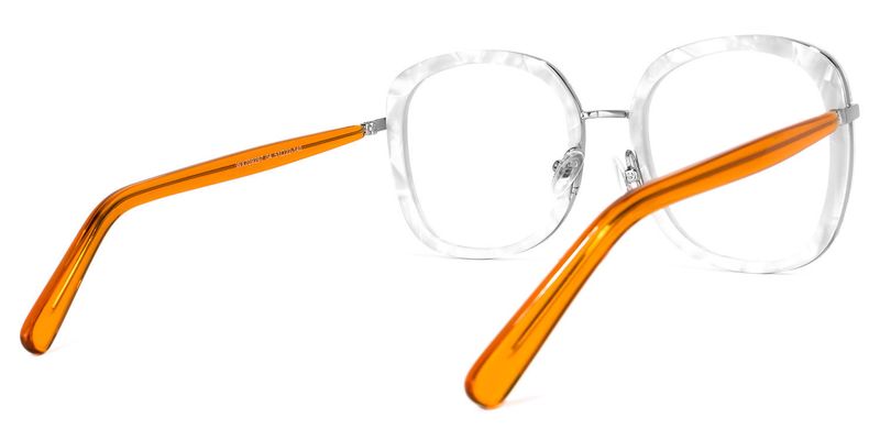 Caroline - Square White Eyeglasses - 3