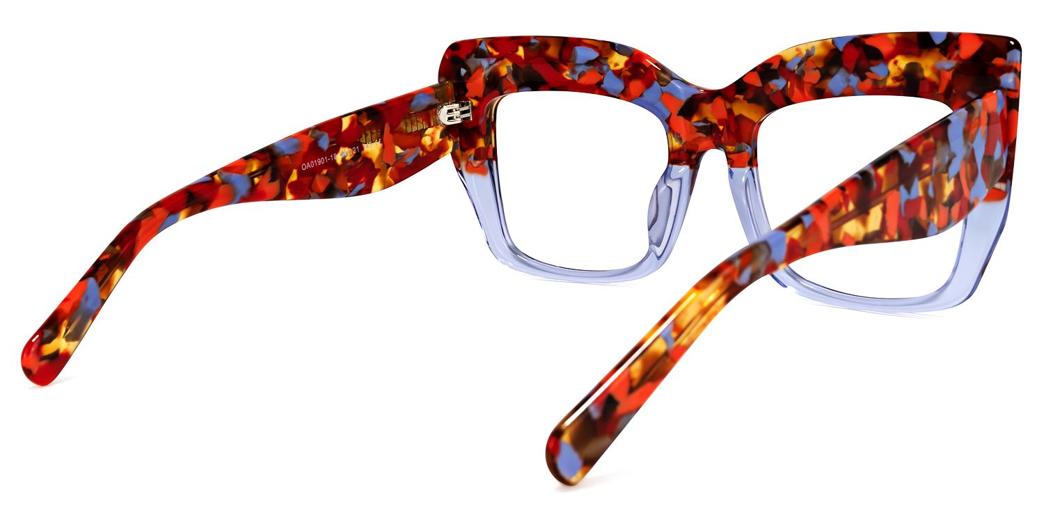 Rosaura - Square Purple Floral Eyeglasses - 3