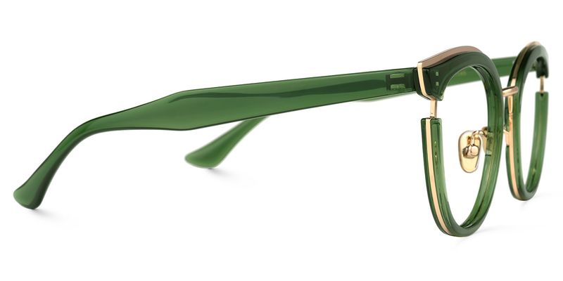 Retro -  Round Dark/Green Eyeglasses - 4