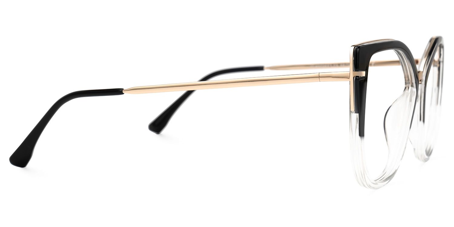 Abena - Cat Eye Black/Crystal Two-tone Eyeglasses by Vooglam - Product View 4