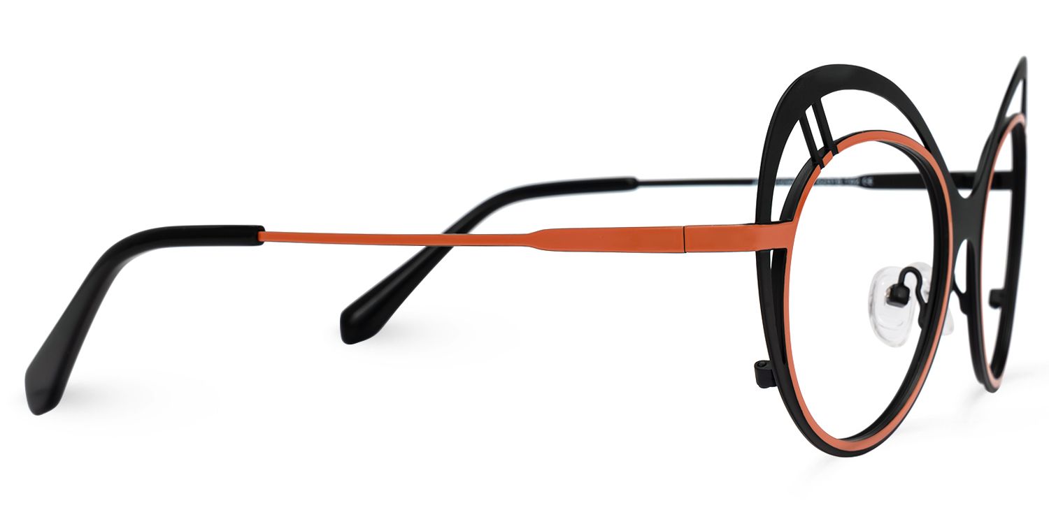 Abiyram - Cat Eye Black/Orange Eyeglasses by Vooglam - Product View 4