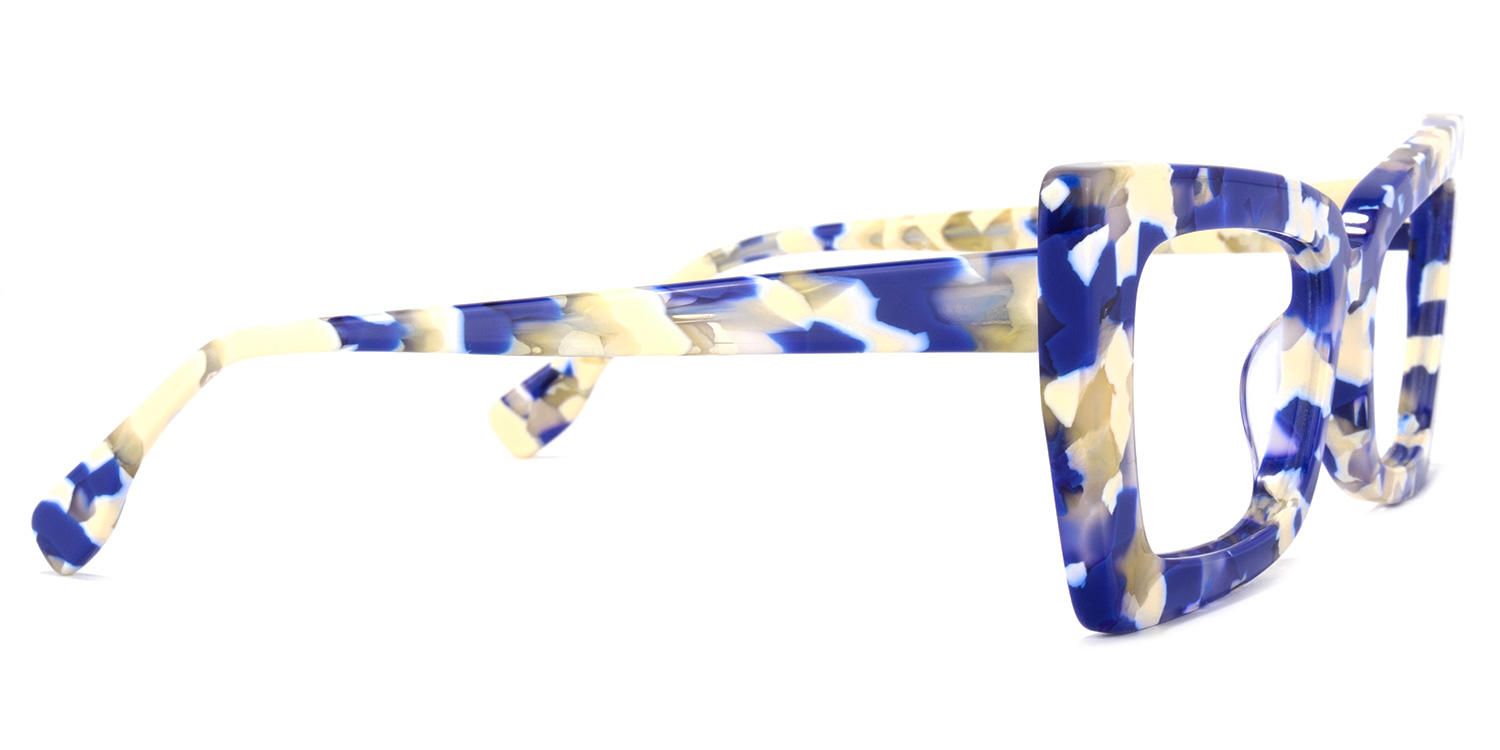Sarah - Rectangle Blue Floral Eyeglasses | Vooglam 4