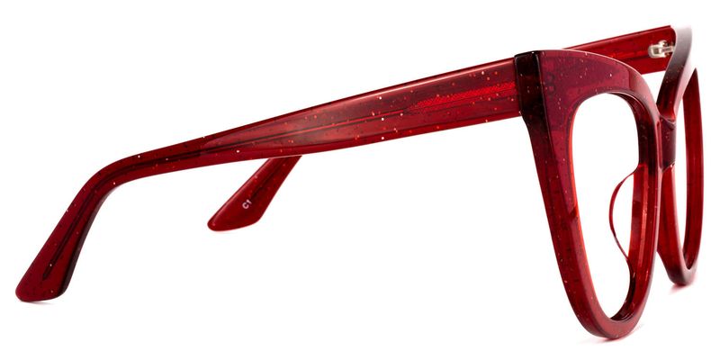 Carmine - Cat Eye Glitter Red Eyeglasses - 4