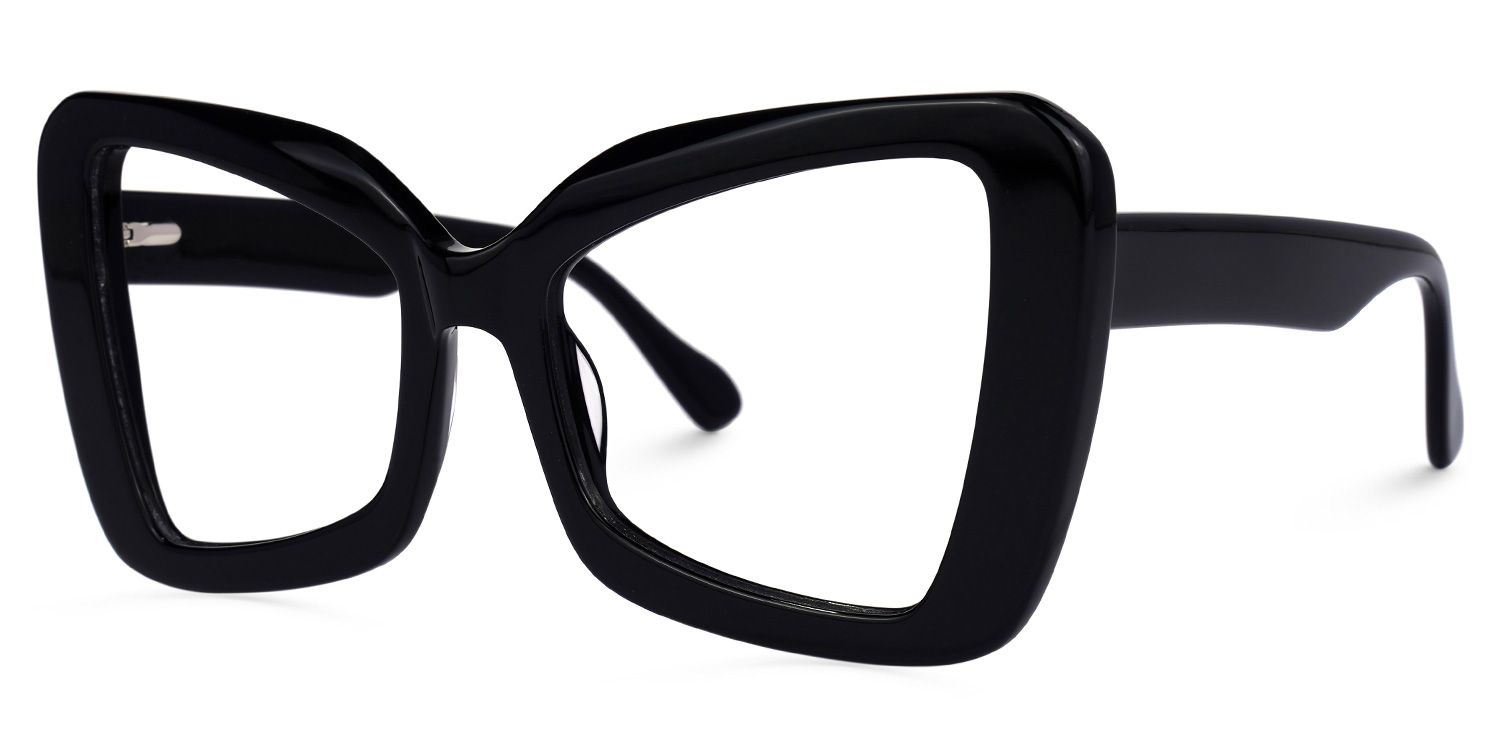 Mandi - Butterfly Black Eyeglasses | Vooglam Front View