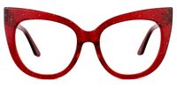 Carmine - Cat Eye Glitter Red Eyeglasses