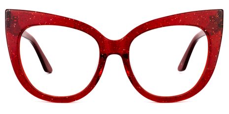 Carmine - Cat Eye Glitter Red Eyeglasses