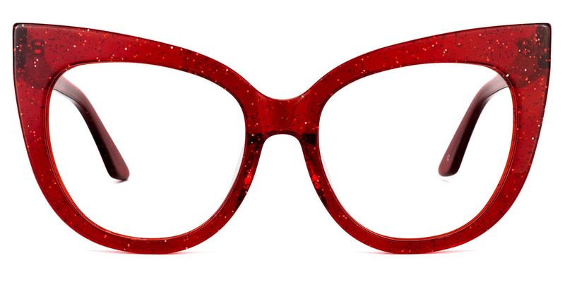 Carmine - Cat Eye Glitter Red Eyeglasses