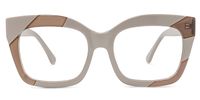Terrie - Square Cameo/Brown Eyeglasses | Vooglam Angle View