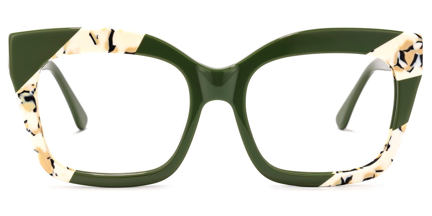 Terrie - Square Dark/Green Eyeglasses | Vooglam Angle View