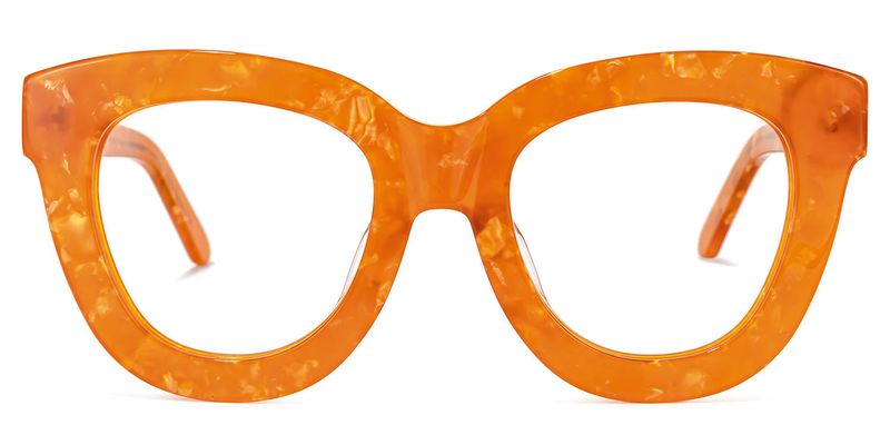 Jerrie - Round Orange Eyeglasses