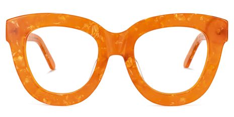 Jerrie - Round Orange Eyeglasses