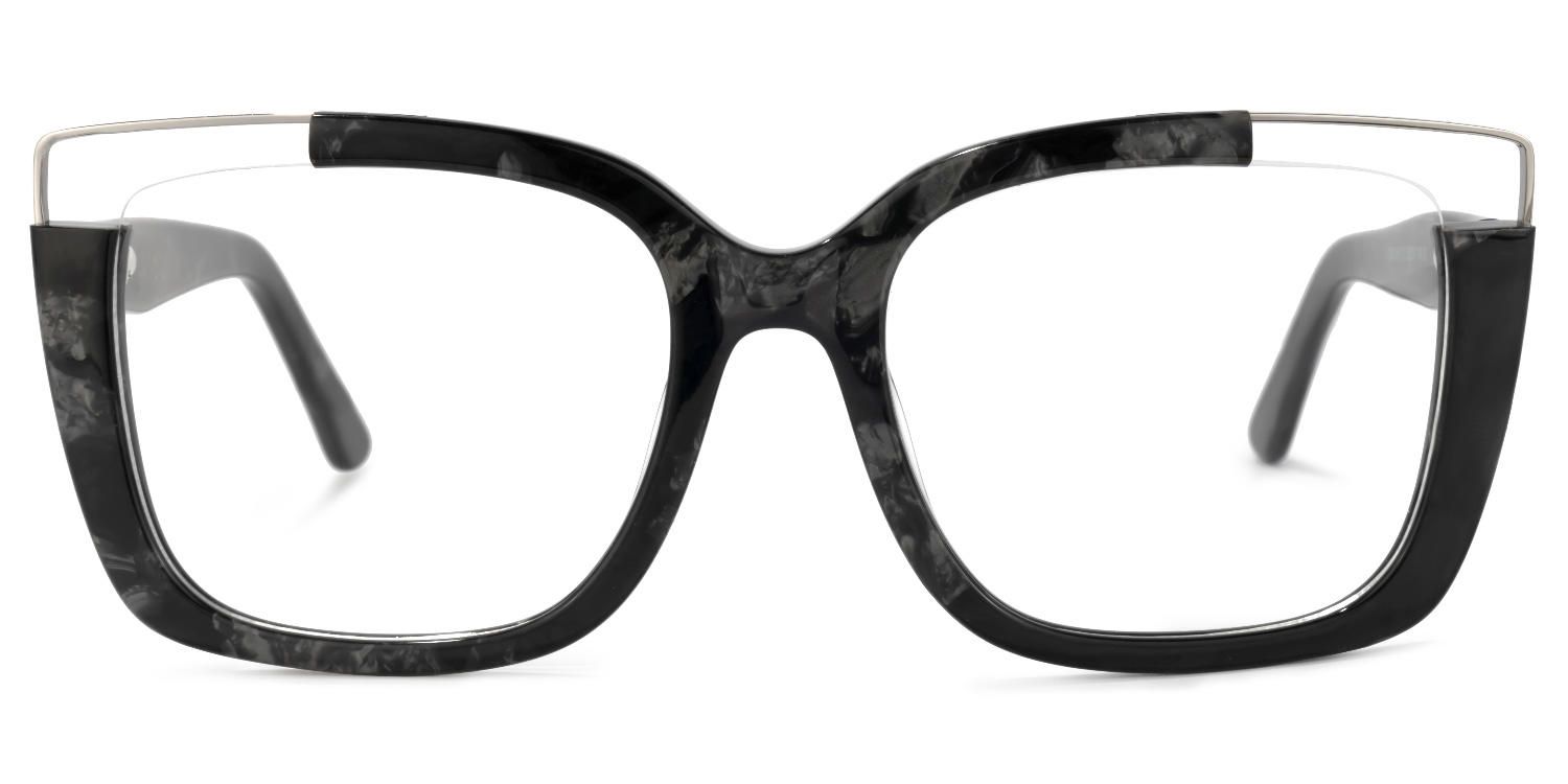 Angelia - Square Black Eyeglasses | Vooglam Angle View