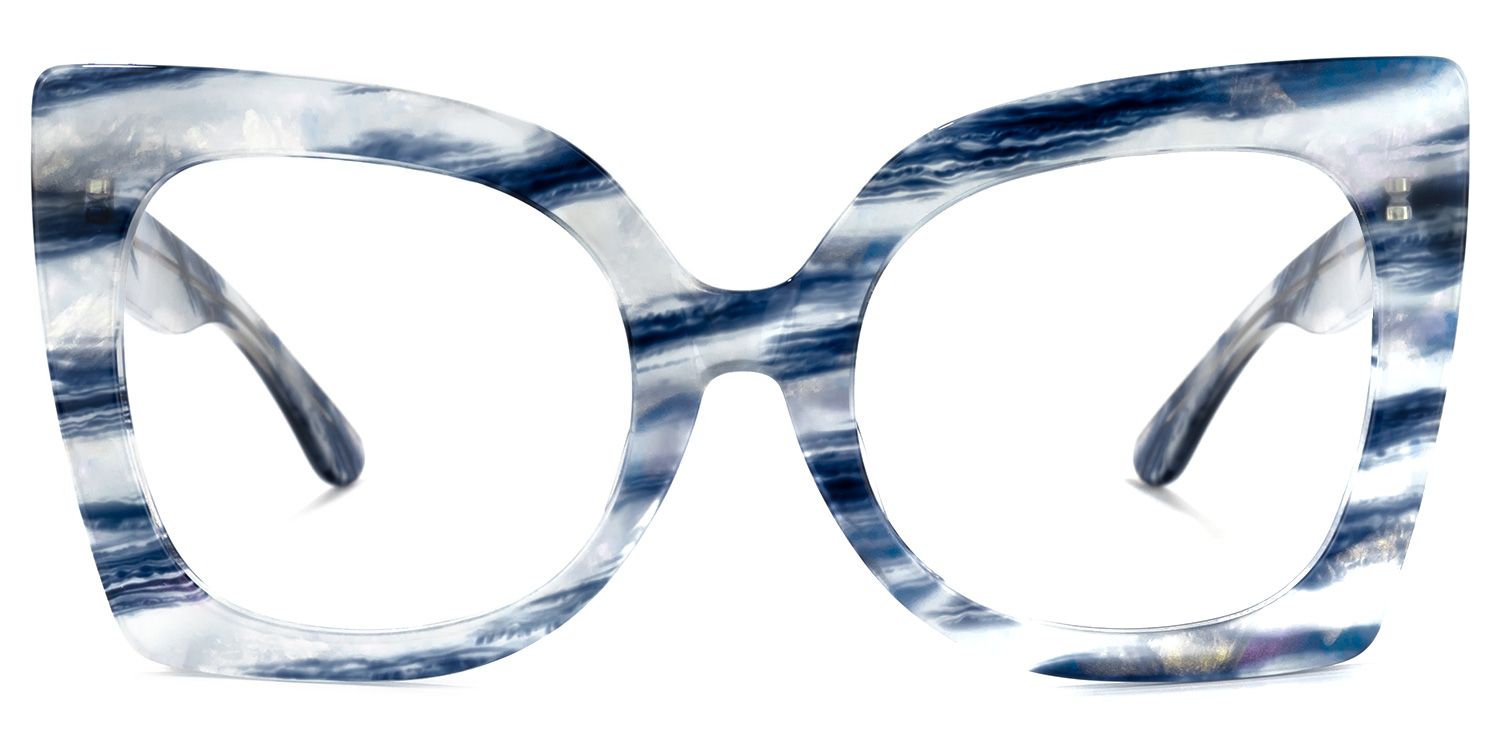Butterfly Blue/White Eyeglasses | Vooglam.com Angle View