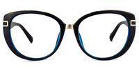 Bessie - Oval Dark/Blue Eyeglasses | Vooglam Angle View