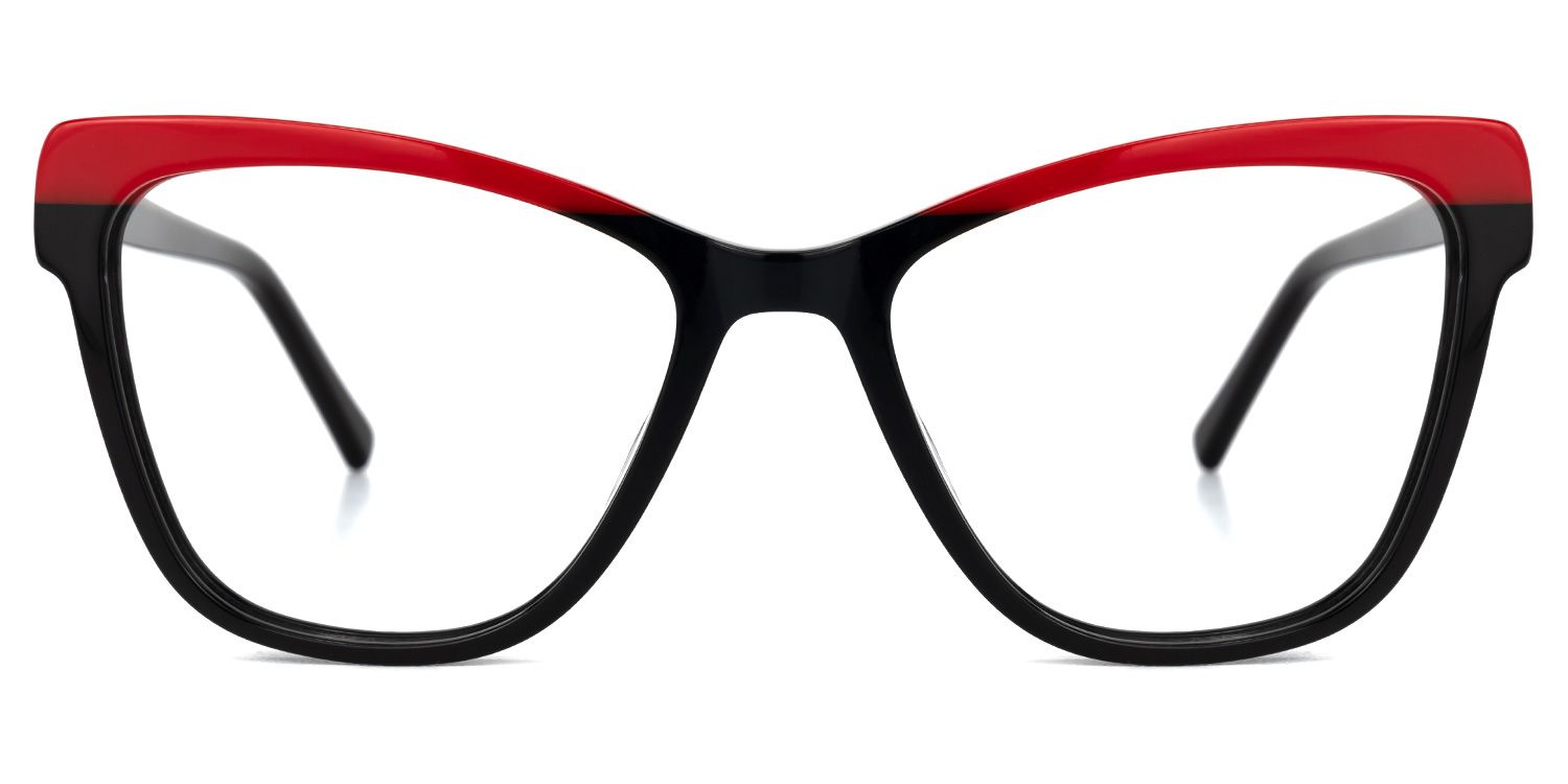 Adames - Butterfly Black/Red Two-tone Eyeglasses | Vooglam Angle View