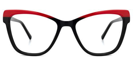 Adames - Butterfly Black/Red Two-tone Eyeglasses