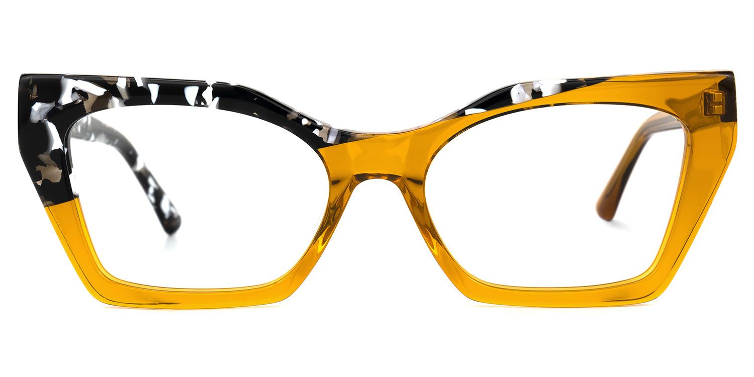 Kirsten - Rectangle Yellow/Tortoise Two-tone Eyeglasses product detail 2